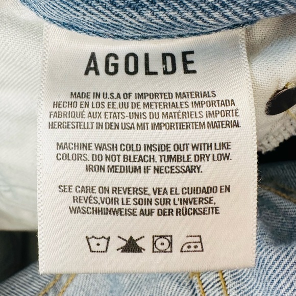 Agolde super high waisted ruffle top 100% organic cotton demin blue jean shorts - Picture 8 of 10
